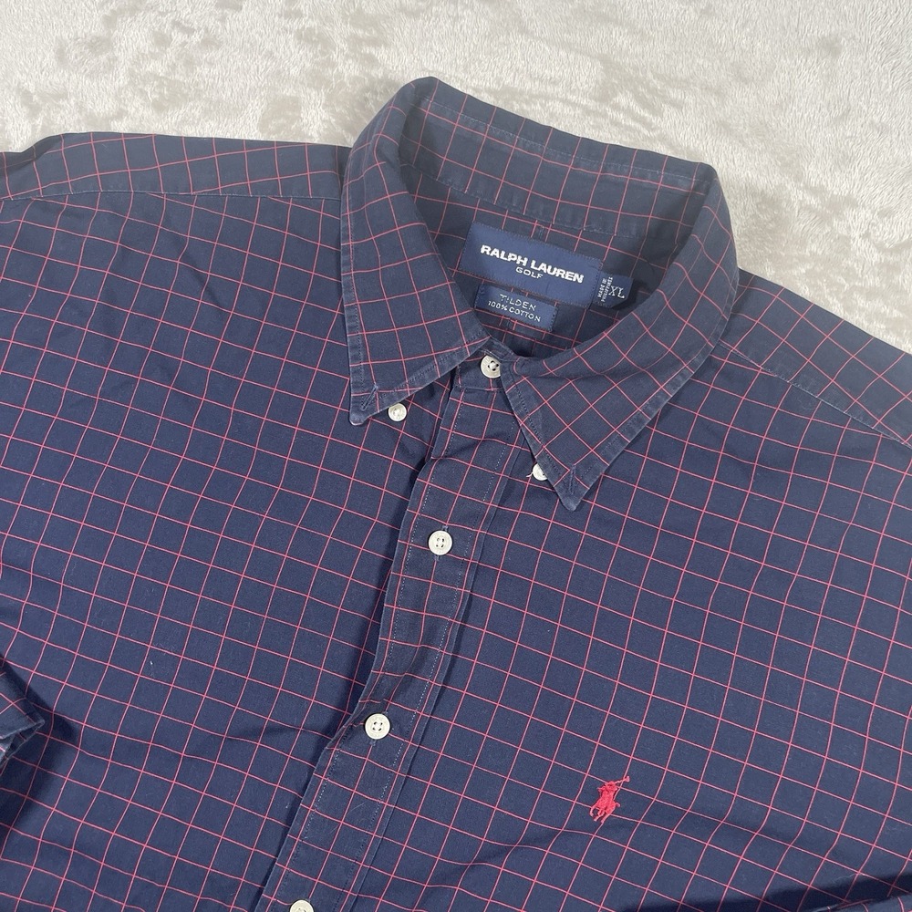 Ralph Lauren Golf Tilden‎ Shirt Men XL Black Plaid Button Down Long Sleeve